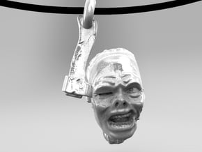 "Sliced Zombie Head on Ax" pendant in White Processed Versatile Plastic