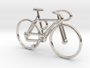 Racing Bicycle Pendant in Rhodium Plated Brass