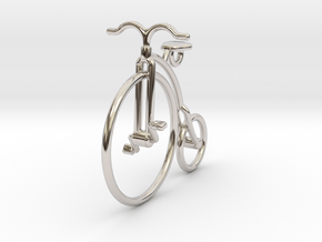 Vintage Bicycle Pendant in Rhodium Plated Brass