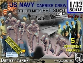 1/32 USN Carrier Deck Crew Set304-1 in Smooth Fine Detail Plastic
