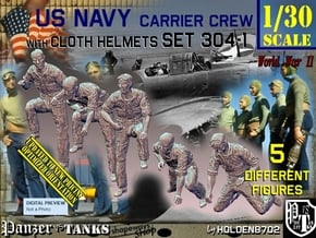 1/30 USN Carrier Deck Crew Set304-1 in White Natural Versatile Plastic