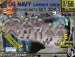 1/56 USN Carrier Deck Crew Set304-3 in Tan Fine Detail Plastic