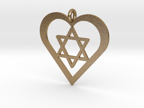 Star in Heart Pendant in Polished Gold Steel