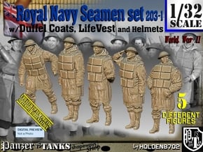 1/32 Royal Navy D-Coat+Lifevst Set203-1 in White Natural Versatile Plastic