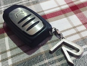 Volvo R Logo Keychain in Polished Nickel Steel
