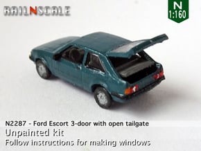 Ford Escort 3-door with open tailgate (N 1:160) in Smoothest Fine Detail Plastic