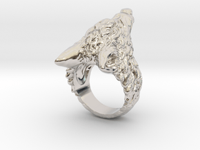 Wolf Ring in Rhodium Plated Brass: 5 / 49