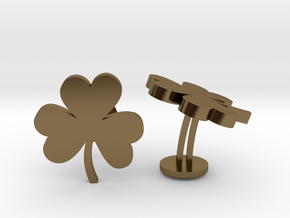 Shamrock 3 Leaf Clover Lucky Wedding Cufflinks in Polished Bronze