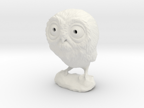 3DP Owl Miniature in White Natural Versatile Plastic