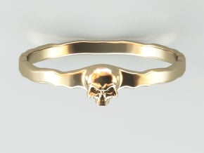 Small Skull Ring in Polished Brass