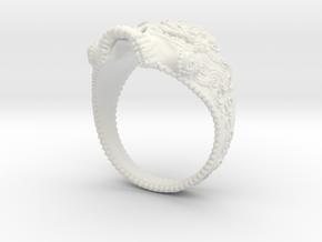 Filigree Skull Ring in White Premium Versatile Plastic: 6 / 51.5