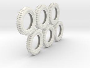 1/15 Tire 600x16 Six Units Set in White Natural Versatile Plastic