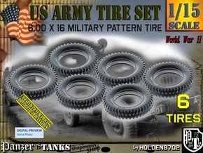 1/15 Tire 600x16 Six Units Set in Tan Fine Detail Plastic