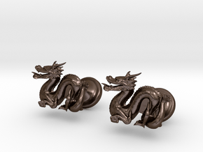 Dragon Cufflinks in Polished Bronze Steel