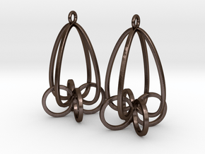 Finials - Pair of Earrings in Metal in Polished Bronze Steel