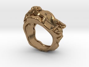 Fu Dog (Komainu) "um" Ring in Natural Brass: 7 / 54