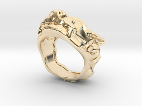 Fu Dog (Komainu) "um" Ring in 14k Gold Plated Brass: 7 / 54