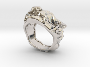 Fu Dog (Komainu) "um" Ring in Rhodium Plated Brass: 7 / 54
