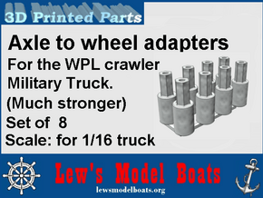 WPL rear axle wheel adapters (set of 8) in White Natural Versatile Plastic: 1:16
