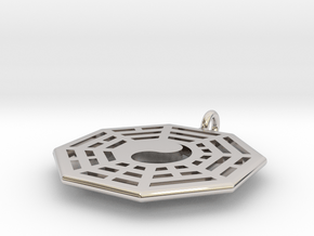 Yin Yang Small Pendant with Fuxi Bagua in Platinum