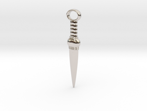 Dagger Pendant in Rhodium Plated Brass