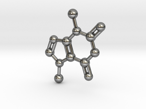 Theobromine Molecule Necklace Keychain BIG in Polished Silver