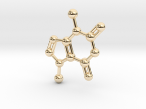 Theobromine Molecule Necklace Keychain BIG in 14k Gold Plated Brass
