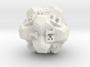 Brutalist Dice Set — Version 2 Singles in White Natural Versatile Plastic: d20