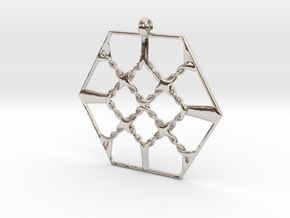 HexKn Pendant in Rhodium Plated Brass