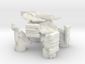 Quad Mech with Twin Cannon Turret in White Natural Versatile Plastic