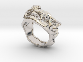 Fu Dog (Komainu) "a" Ring in Rhodium Plated Brass: 7 / 54