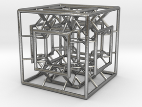 Menger Mixed Cube in Natural Silver