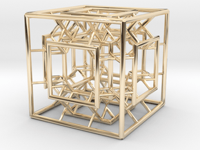 Menger Mixed Cube in 14K Yellow Gold