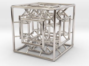 Menger Mixed Cube in Rhodium Plated Brass