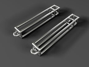 Rectangular Prism Drop Earrings in Fine Detail Polished Silver