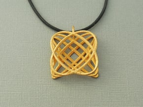Basket - Pendant in Polished Steel in Polished Gold Steel