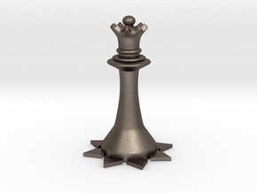 Instructional Chess Set - Queen in Polished Bronzed Silver Steel: Large