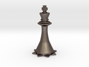 Instructional Chess Set - King in Polished Bronzed Silver Steel: Large