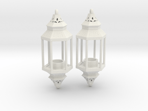 Hanging Lantern Earrings in White Natural Versatile Plastic