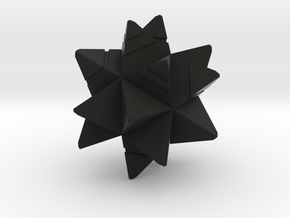 D6 - Icosahedron with 20 Tetrahedrons in Black Premium Versatile Plastic