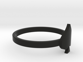Spade Charm Ring, Matte Black Steel in Black Premium Versatile Plastic: 4 / 46.5