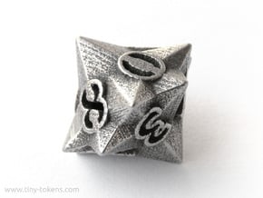 Faceted - D10, ten sided gaming dice in Polished Bronzed Silver Steel