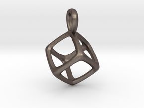 Hexahedron Platonic Solid Pendant in Polished Bronzed Silver Steel