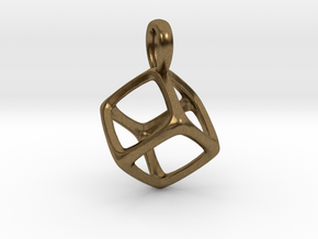 Hexahedron Platonic Solid Pendant in Natural Bronze