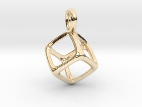 Hexahedron Platonic Solid Pendant in 14K Yellow Gold