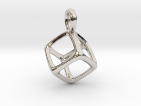 Hexahedron Platonic Solid Pendant in Rhodium Plated Brass