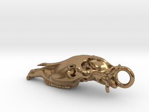 horse cranium pendant - 40mm in Natural Brass
