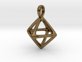 Octahedron Platonic Solid Pendant in Natural Bronze