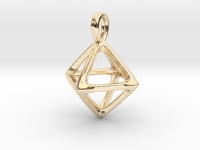 Octahedron Platonic Solid Pendant in 14k Gold Plated Brass