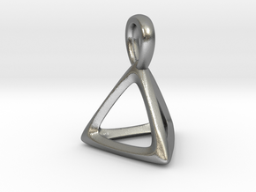 Tetrahedron Platonic Solid Pendant in Natural Silver
